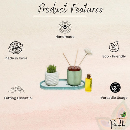 Savanà Sol Set (Dore Reed Diffuser, Varya Planter with Etagere Engraved Tray)