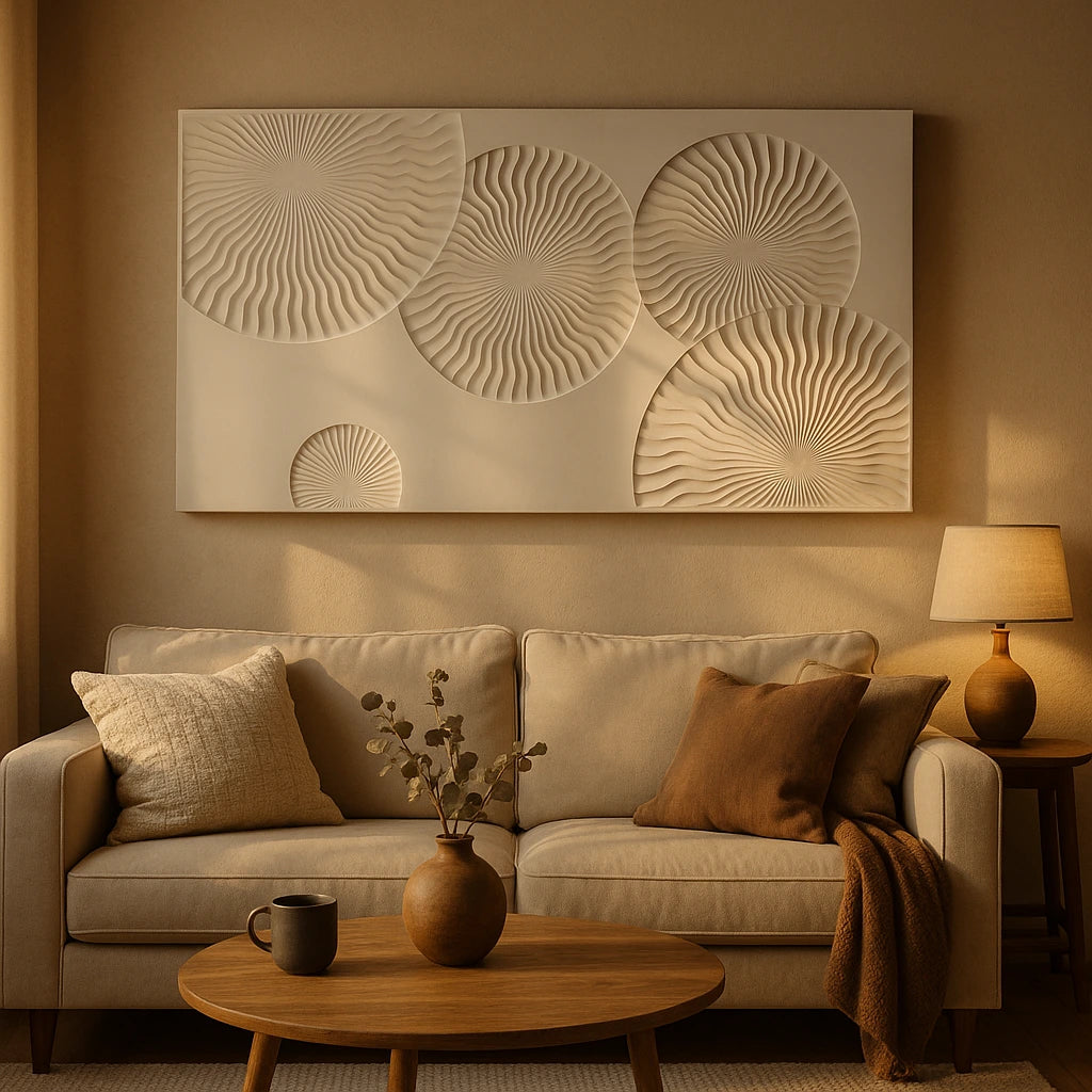 Orbis Artistic Mural Wall Art | 8ft x 4ft Engineered Stone Panel | Handcrafted Abstract Design for Entryway, Foyer & Living Room | Statement Wall Décor |